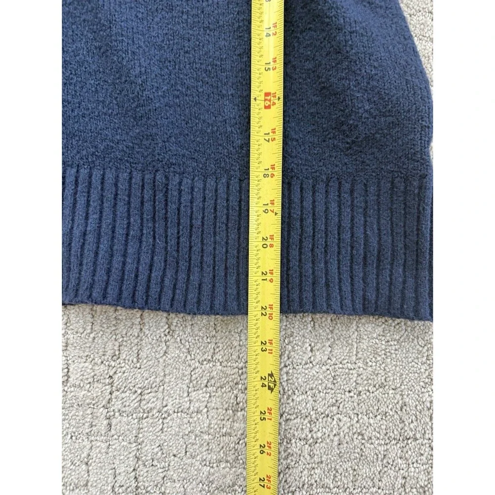 Free People Trading Up Polo Sweater S Navy Chunky Preppy Collared Relaxed Knit